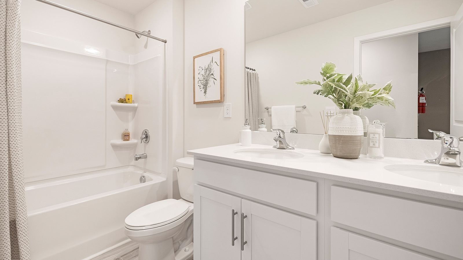Bathroom with shower bathtub combination