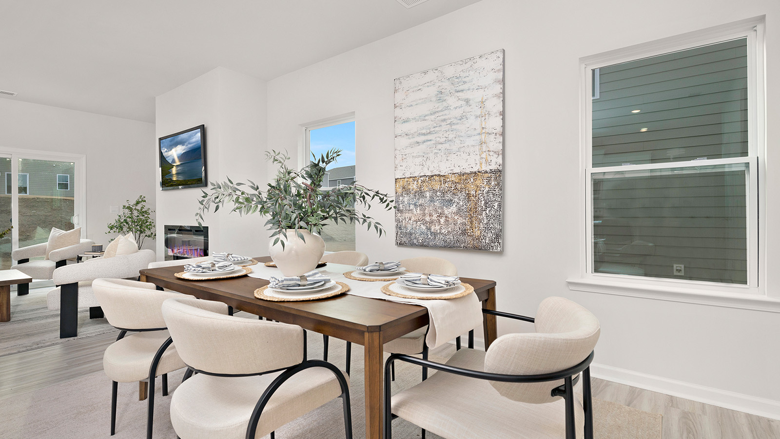 Dining area near kitchen and living area