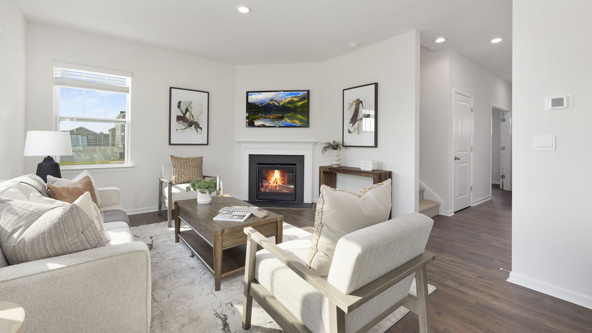 Open living room with windows