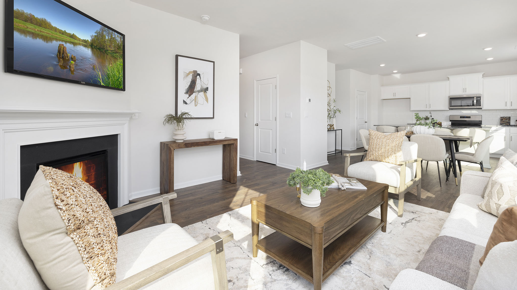 Open living room with windows