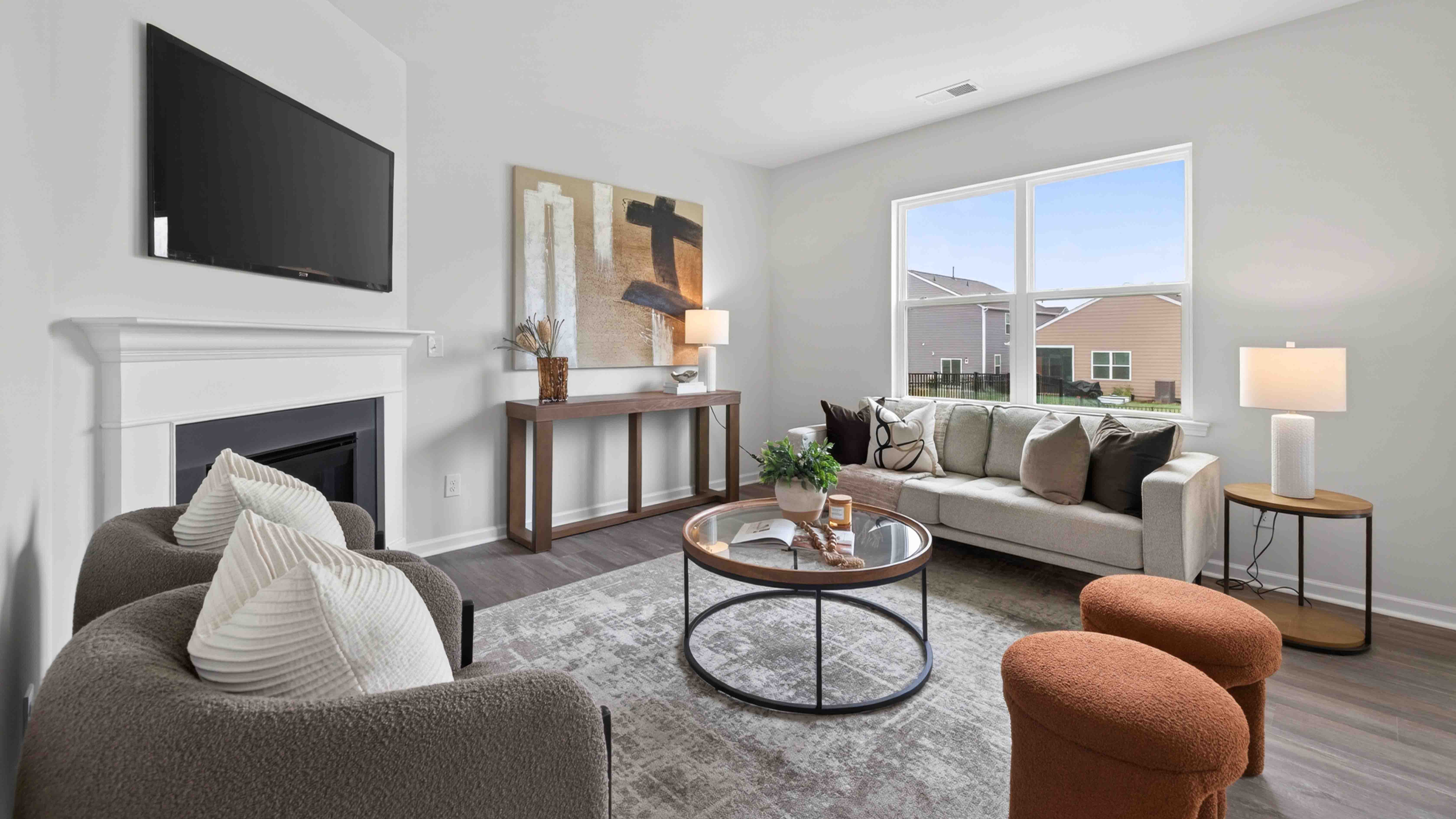living room with windows