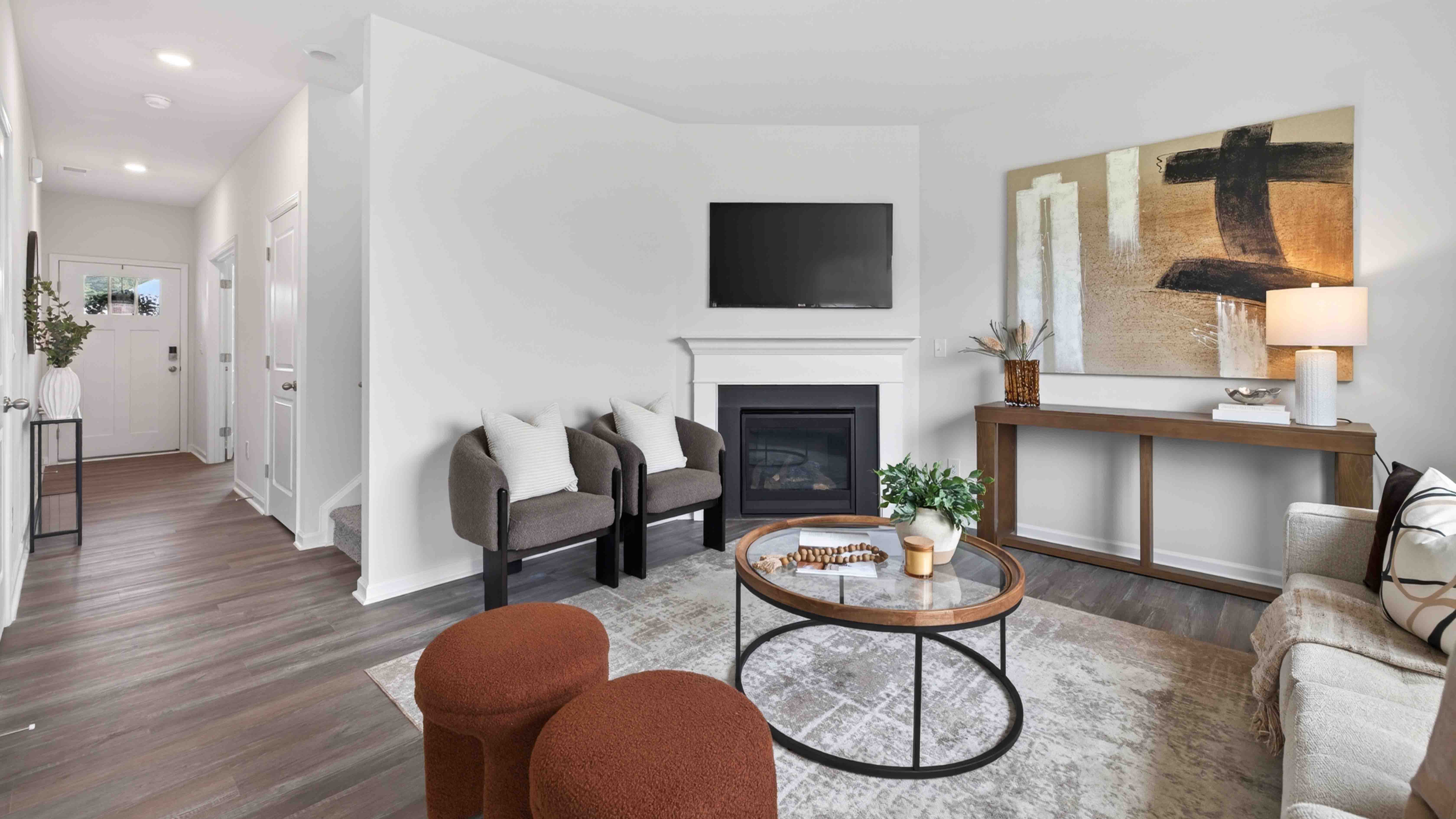 living room with windows