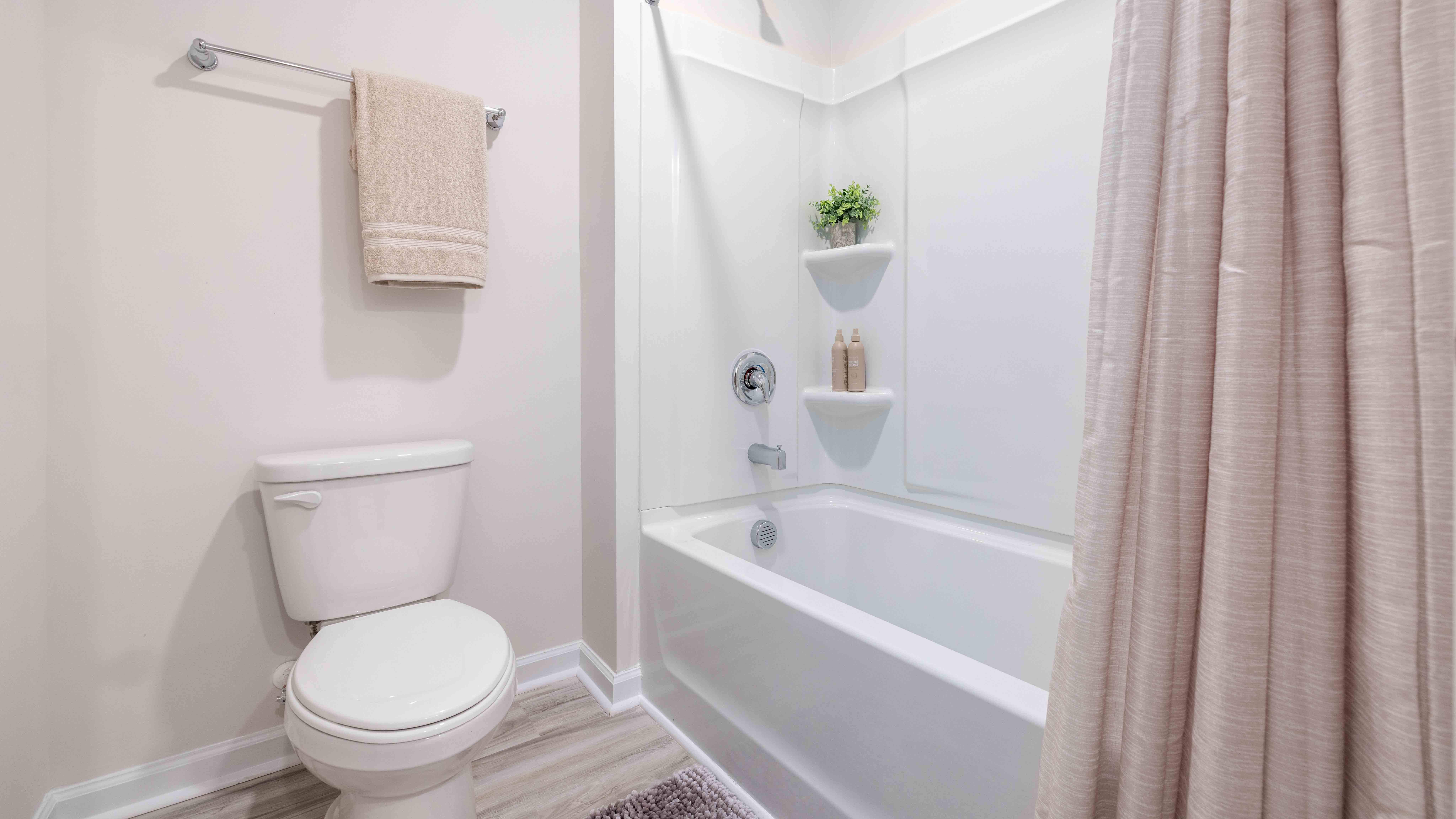 Model bathroom with tub shower