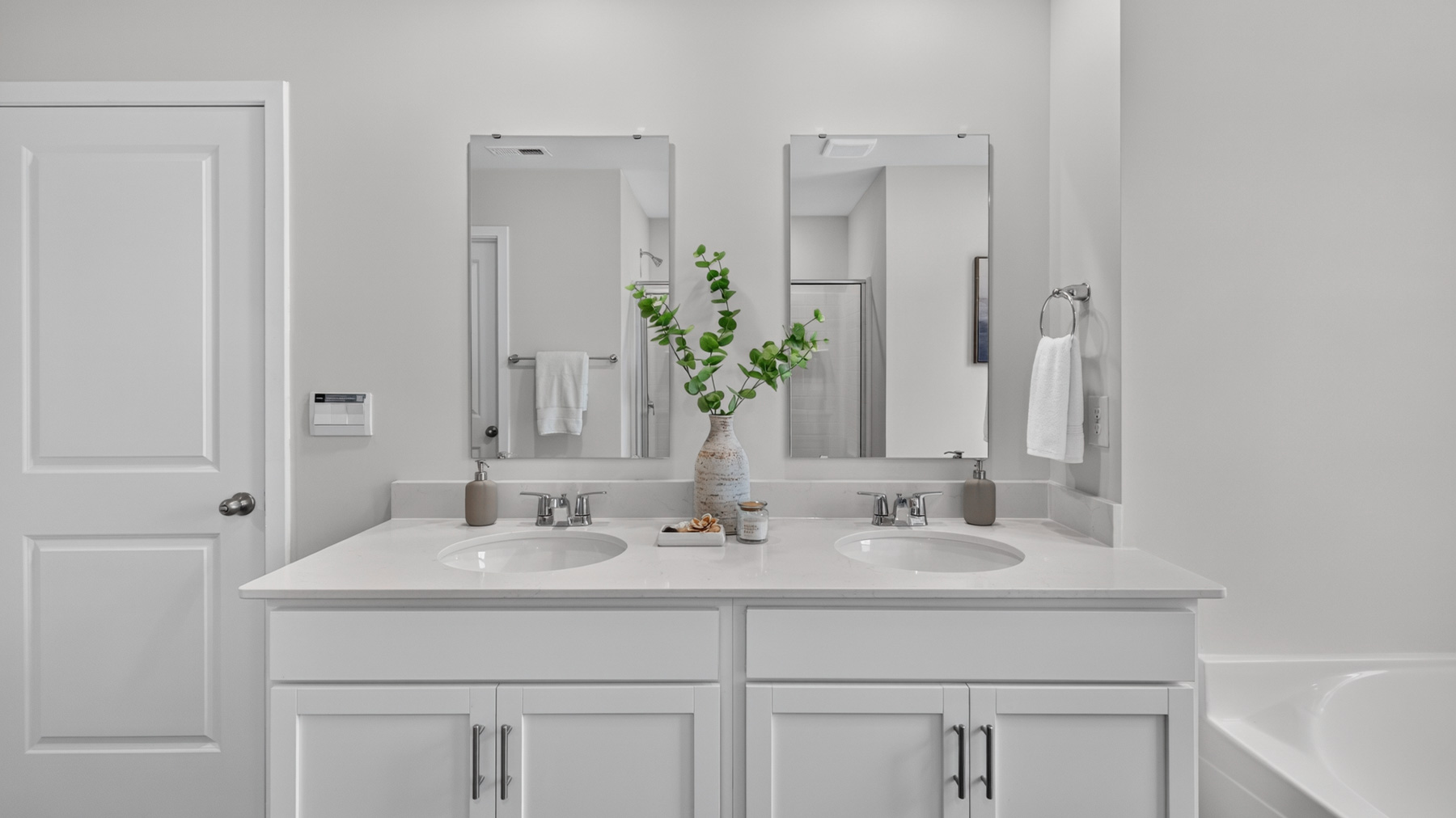 primary bathroom with standing glass shower