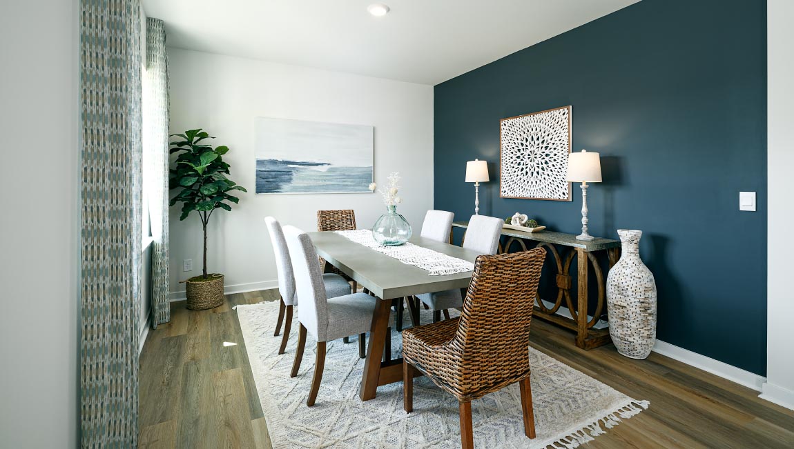 Dining room area with windows