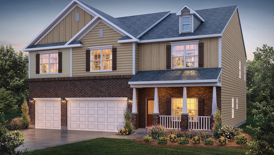 Georgetown front exterior rendering with siding and brick