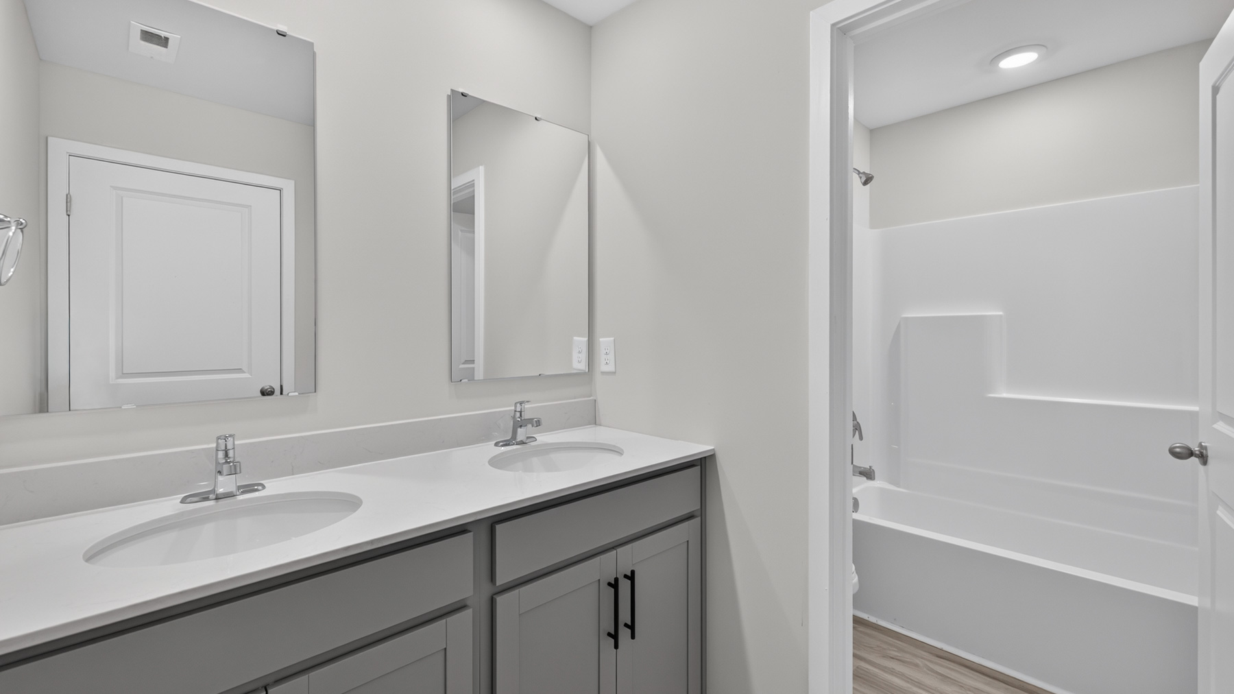Bathroom with shower tub combination