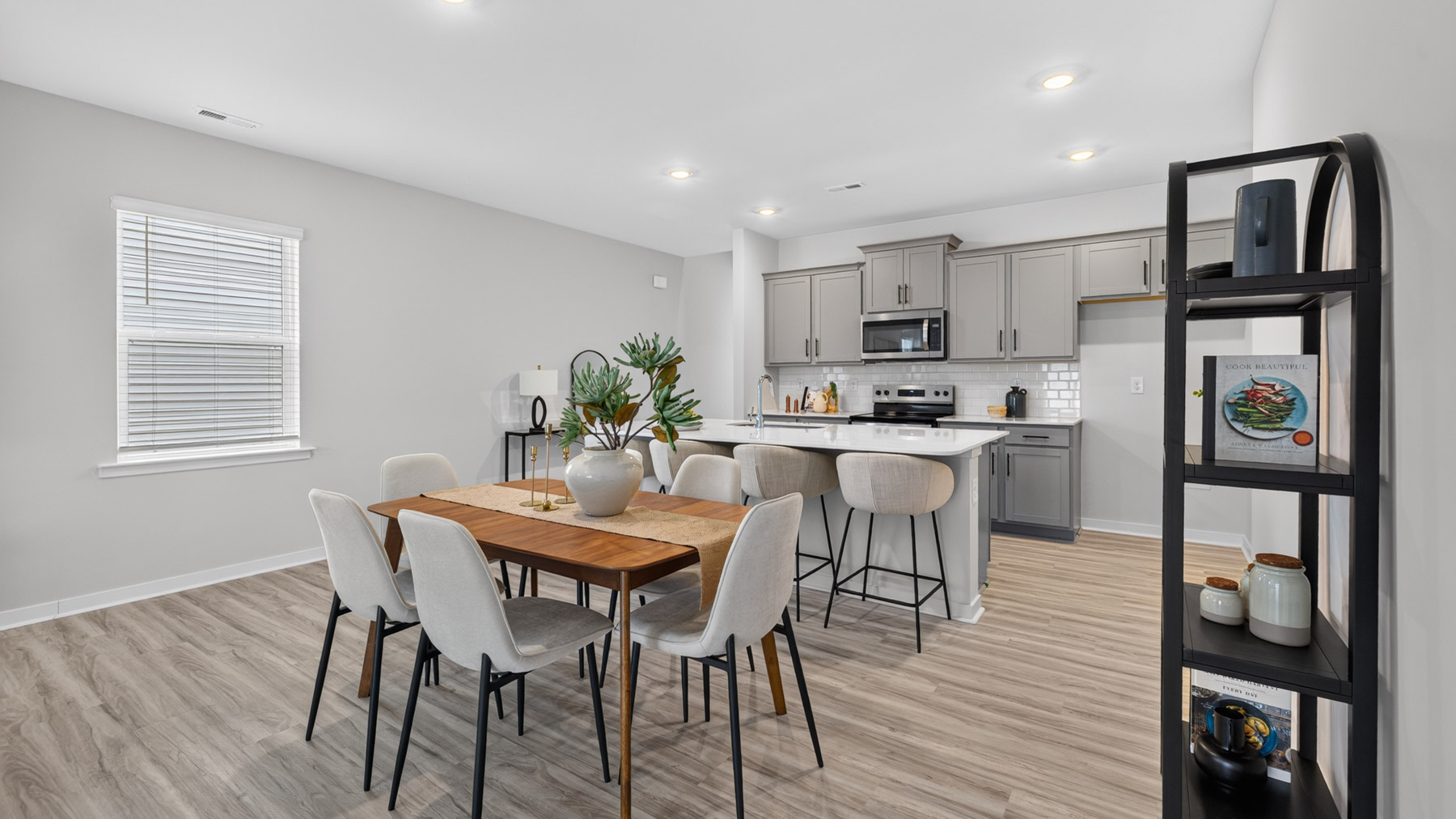 Breakfast area with view of living room