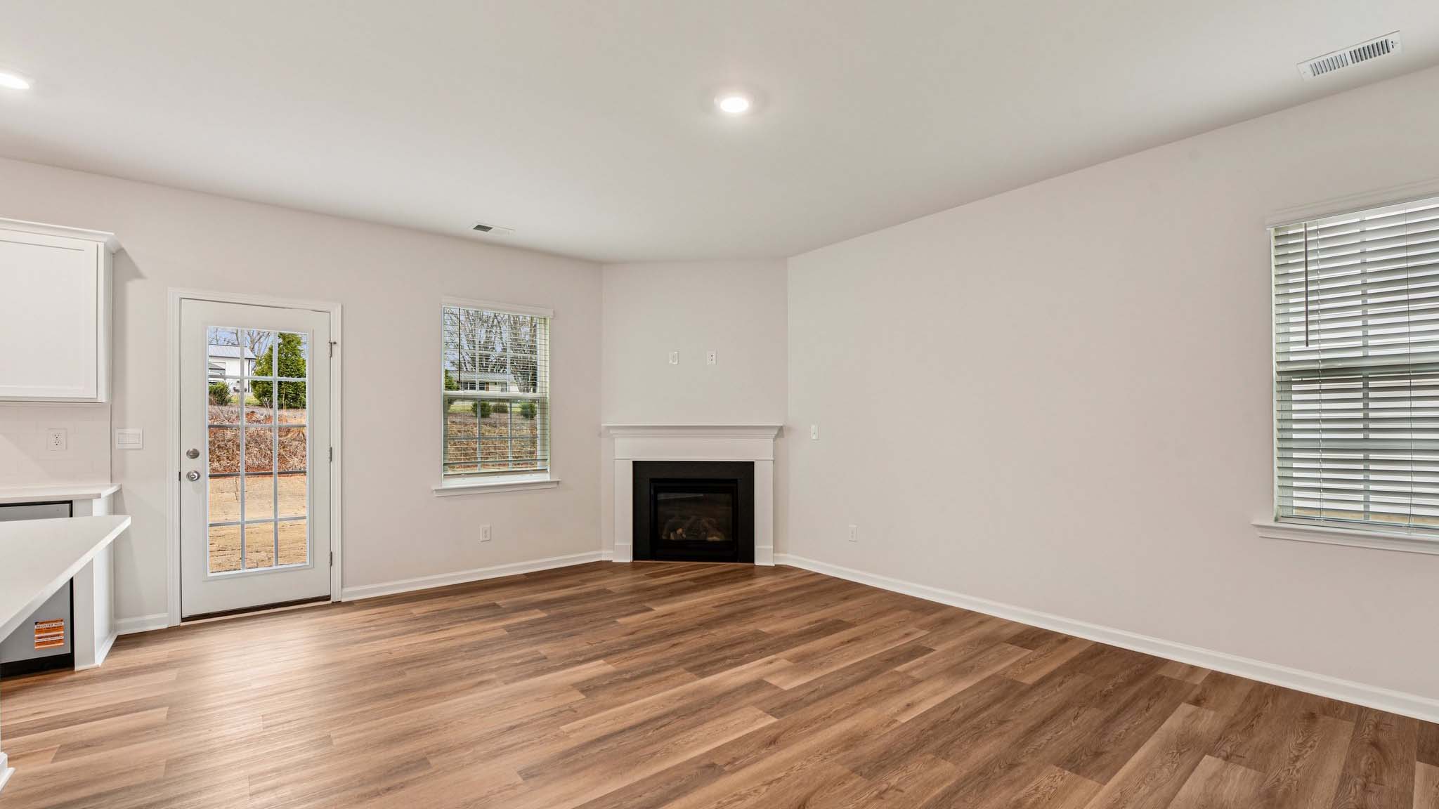 Family room with fireplace