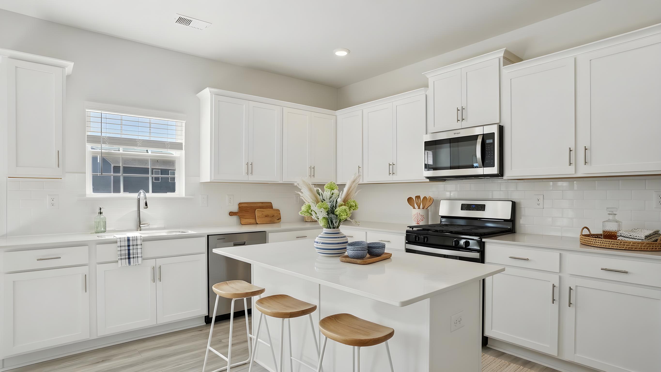 Kitchen and breakfast area with sliding glass back door