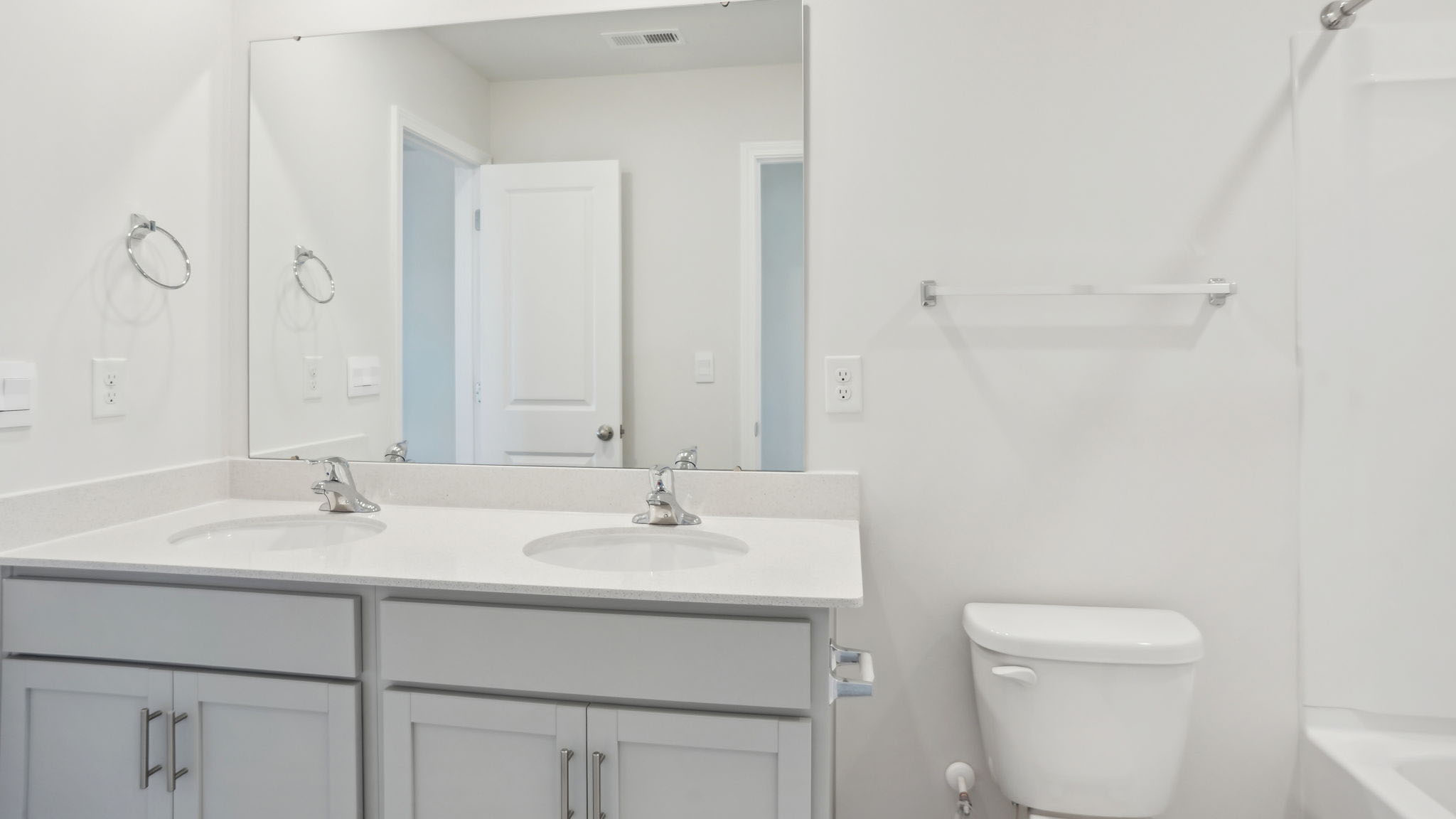 Bathroom with bathtub shower combination