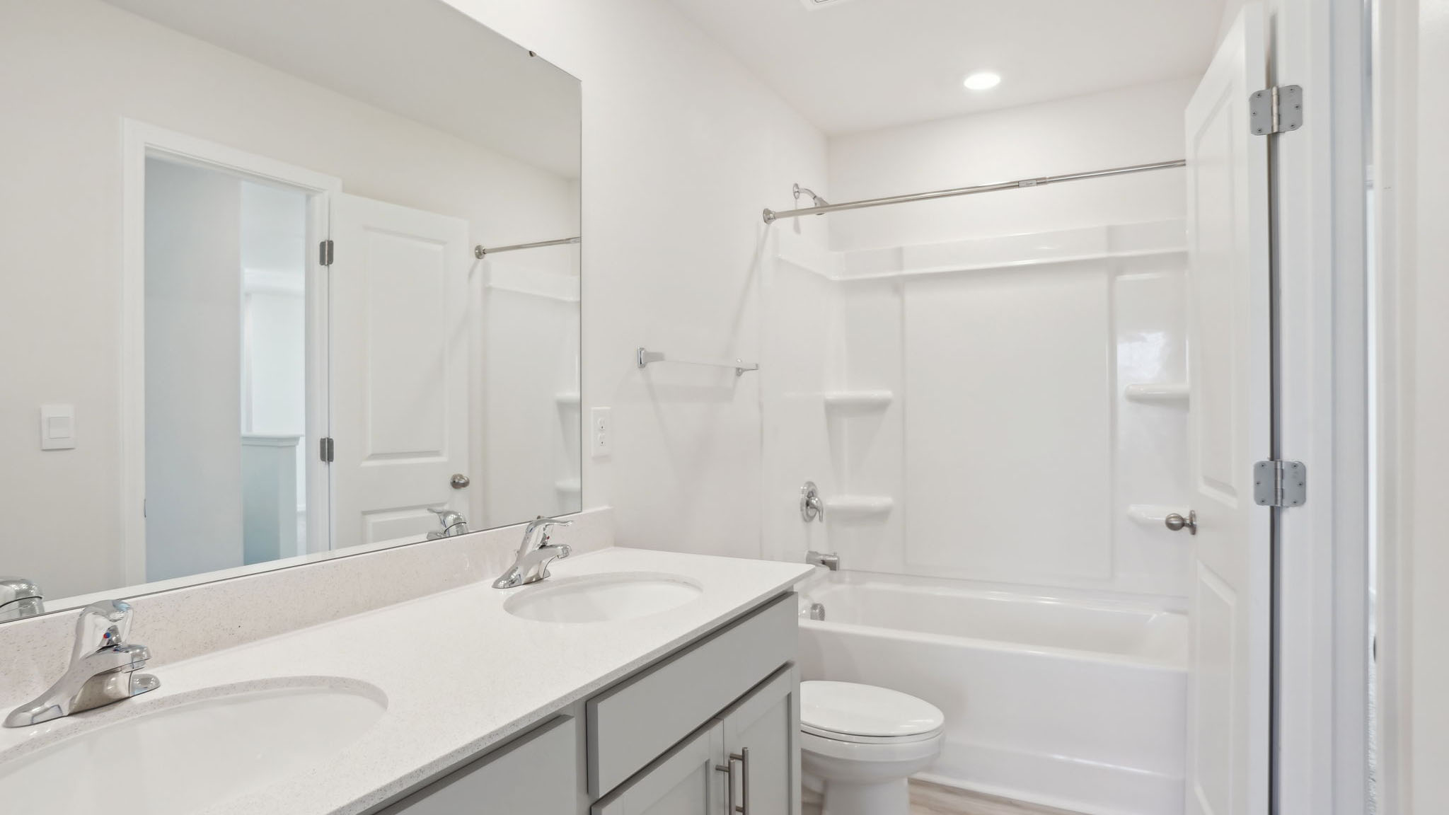 Bathroom with bathtub shower combination