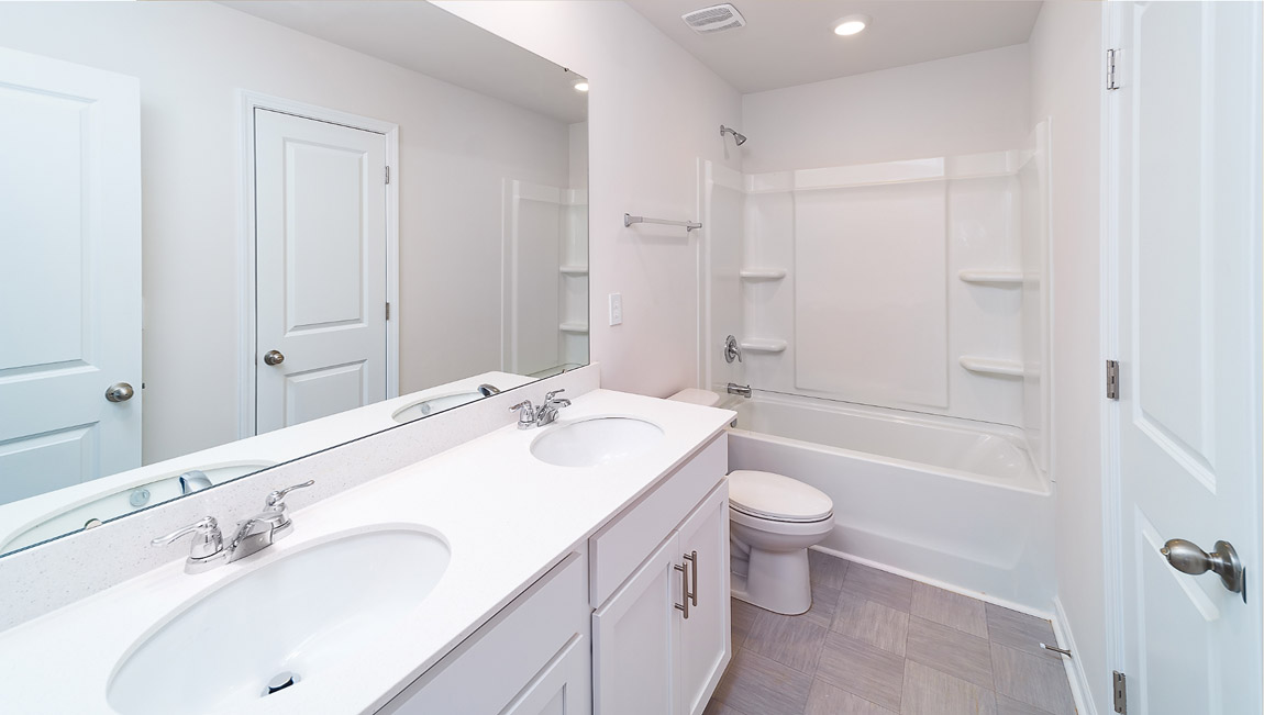 Bathroom with bathtub shower combination