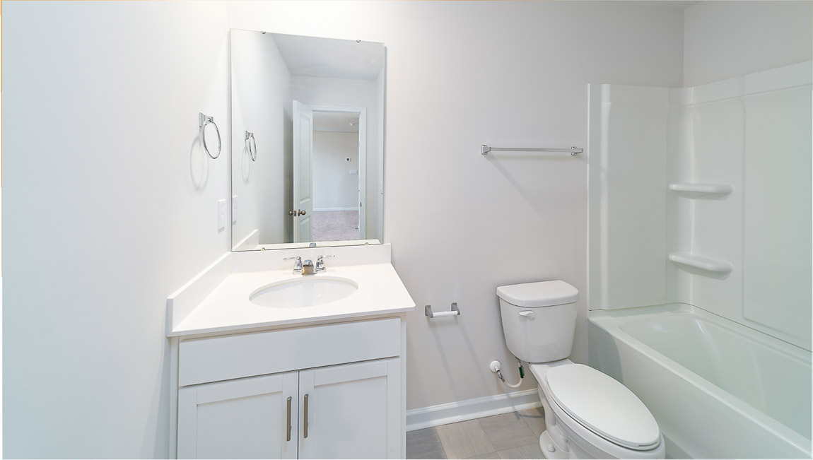 Bathroom with bathtub shower combination