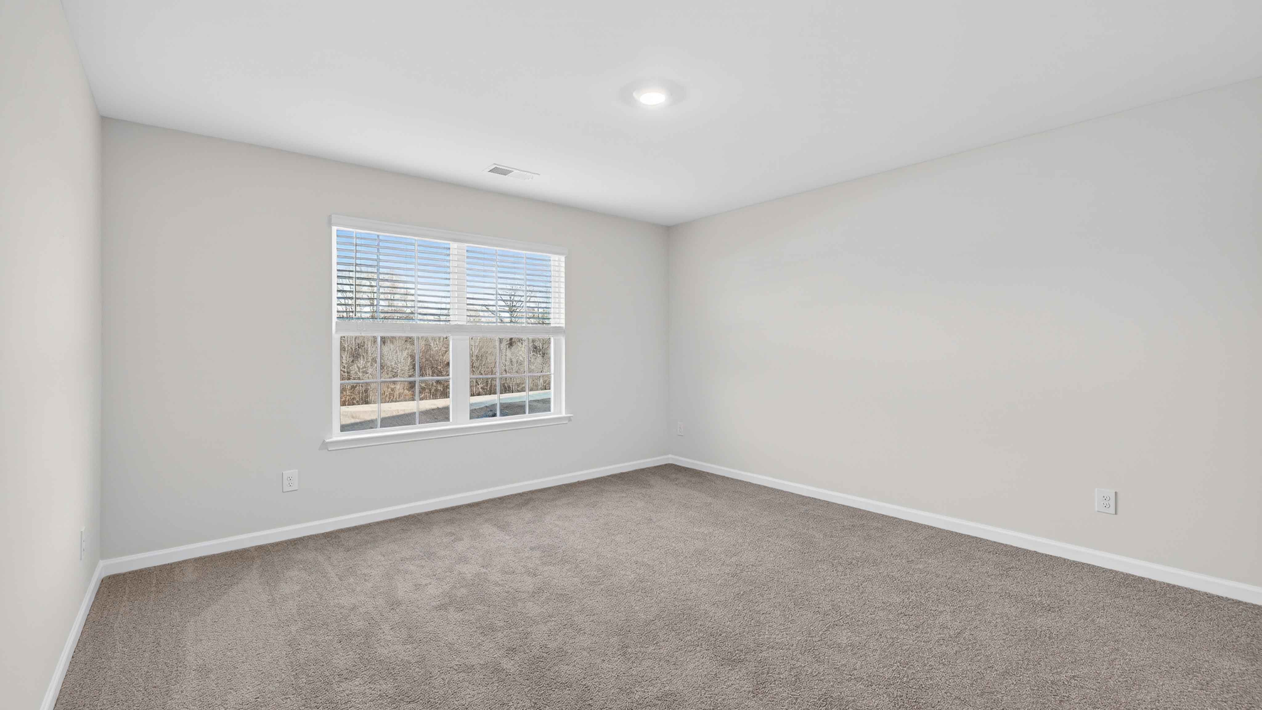 Carpeted bedroom with large window