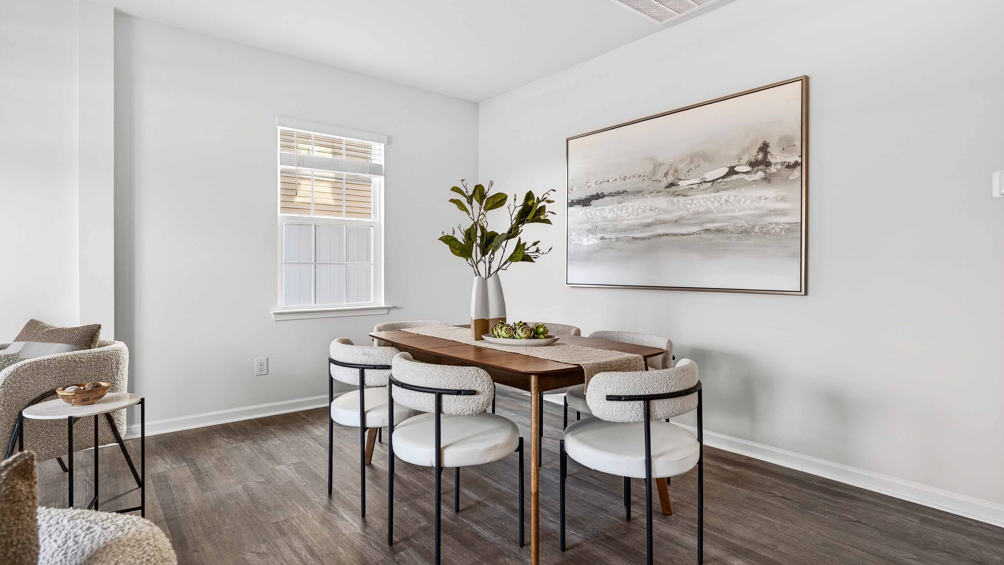 Dining room area, wood floors