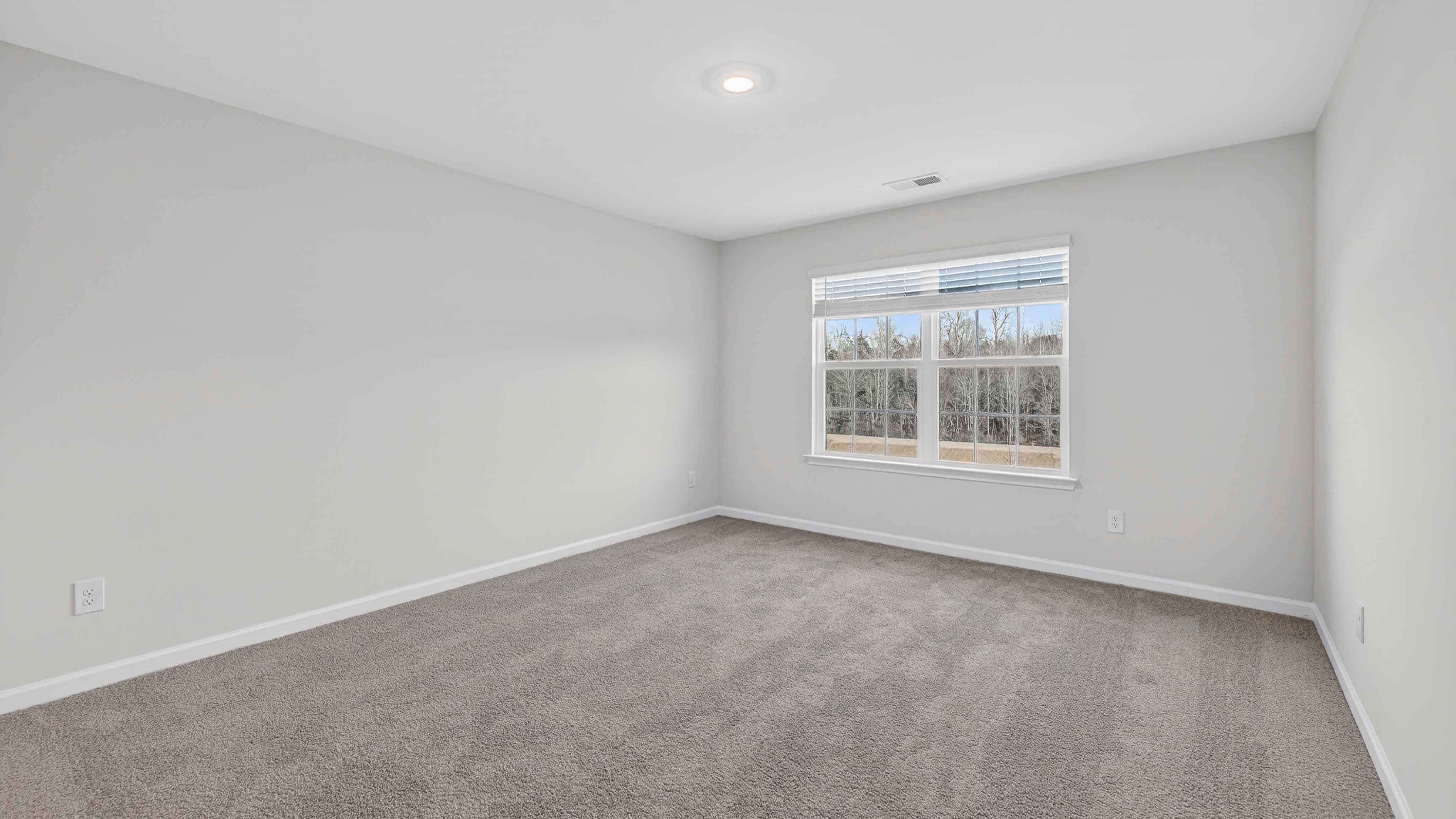 Carpeted bedroom with large window