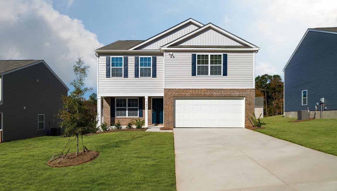Penwell Exterior with Siding and Stone at Calvin Creek in Troutman, NC