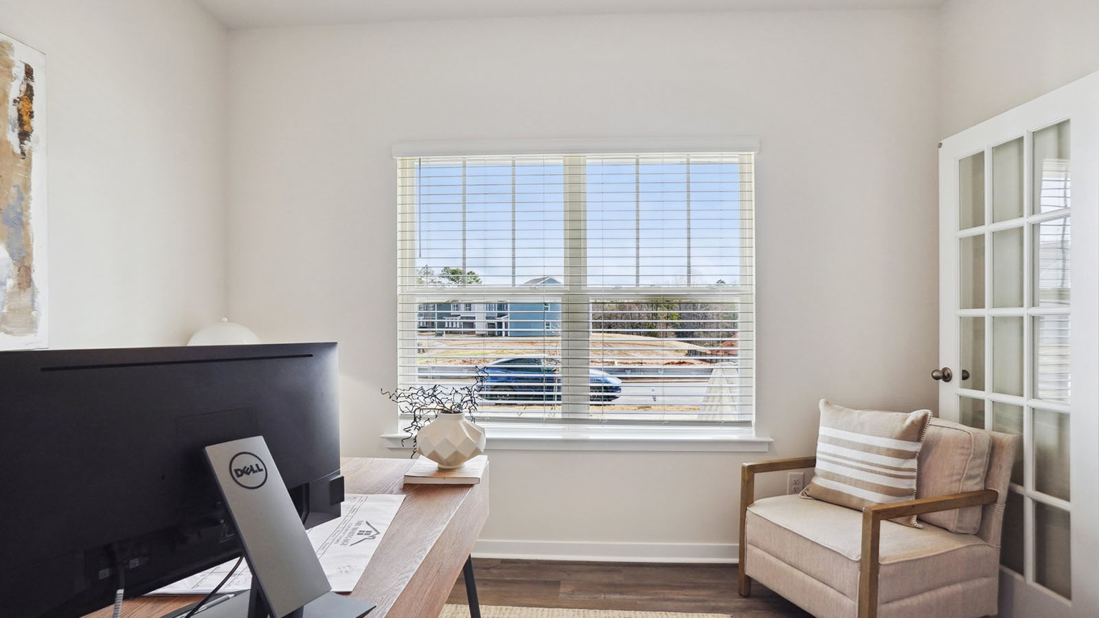 Model office space with large window