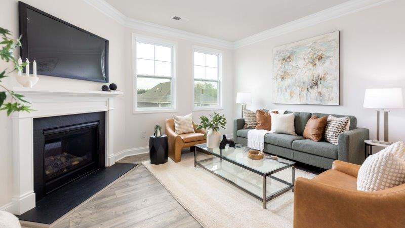 Brookside Arlington living room area with fireplace