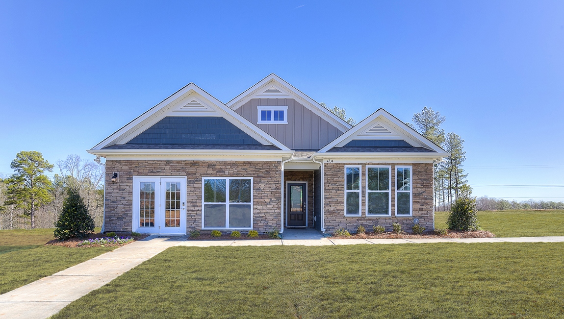 Bristol front exterior with stone and siding