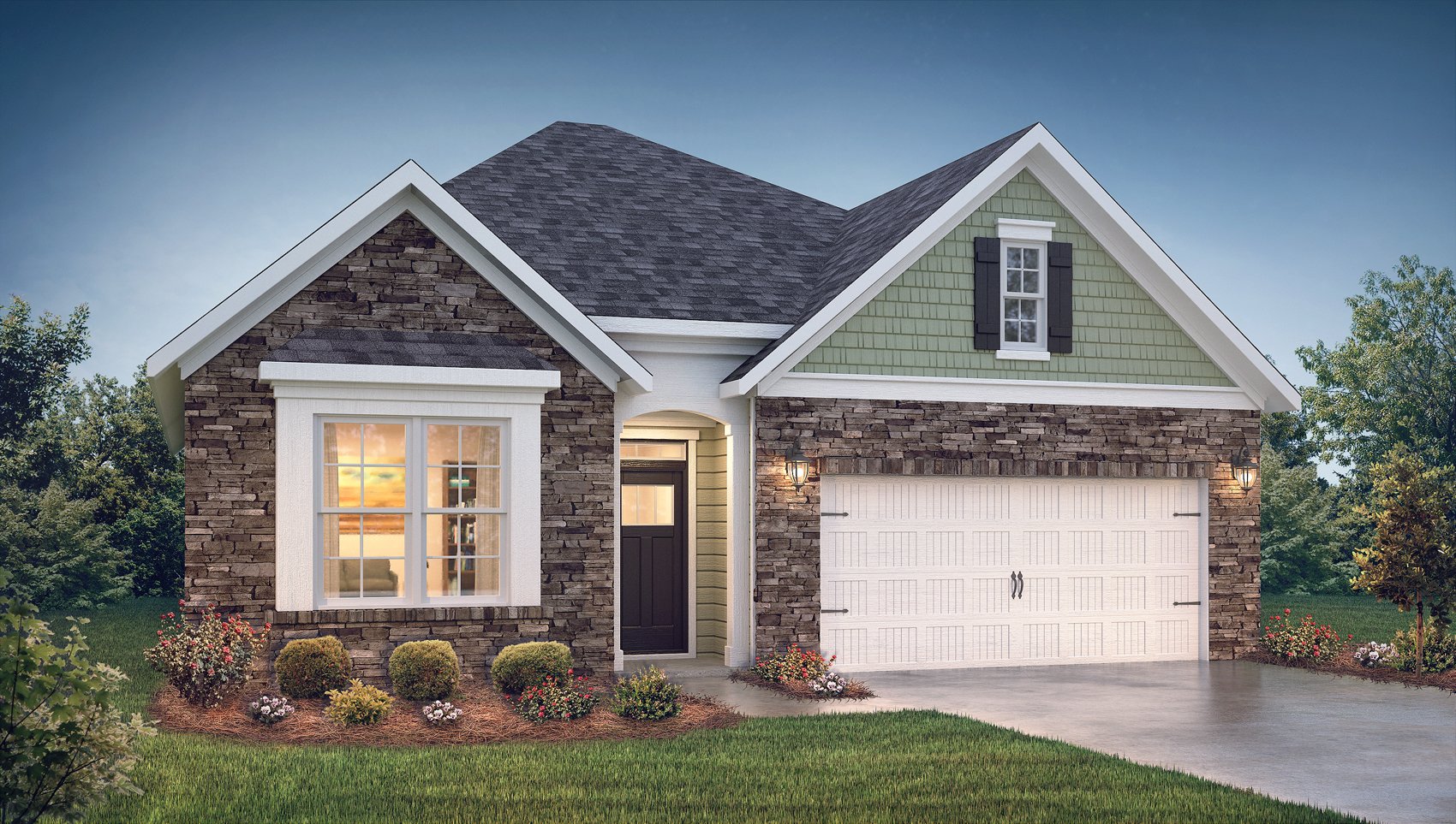 Claiborne front exterior with siding and garage