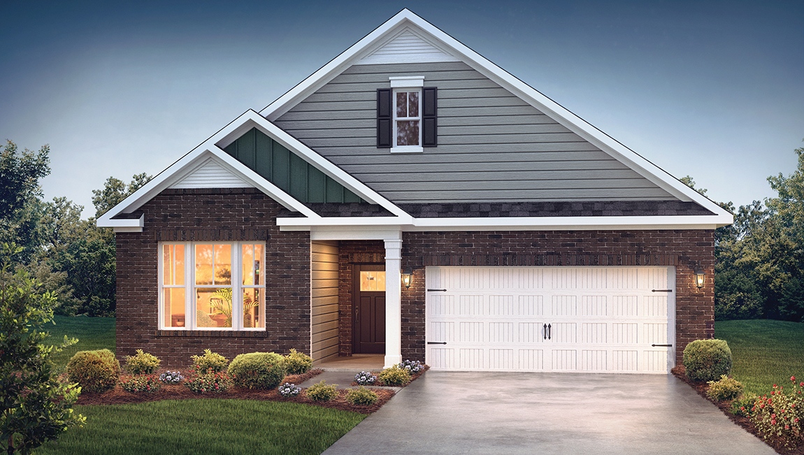 Clifton front exterior with grey siding and garage