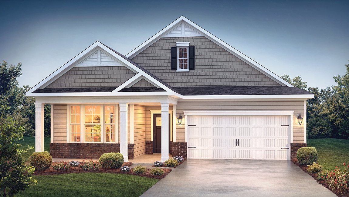 Clifton front exterior with grey siding and garage