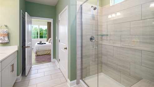 Primary bathroom with glass door shower