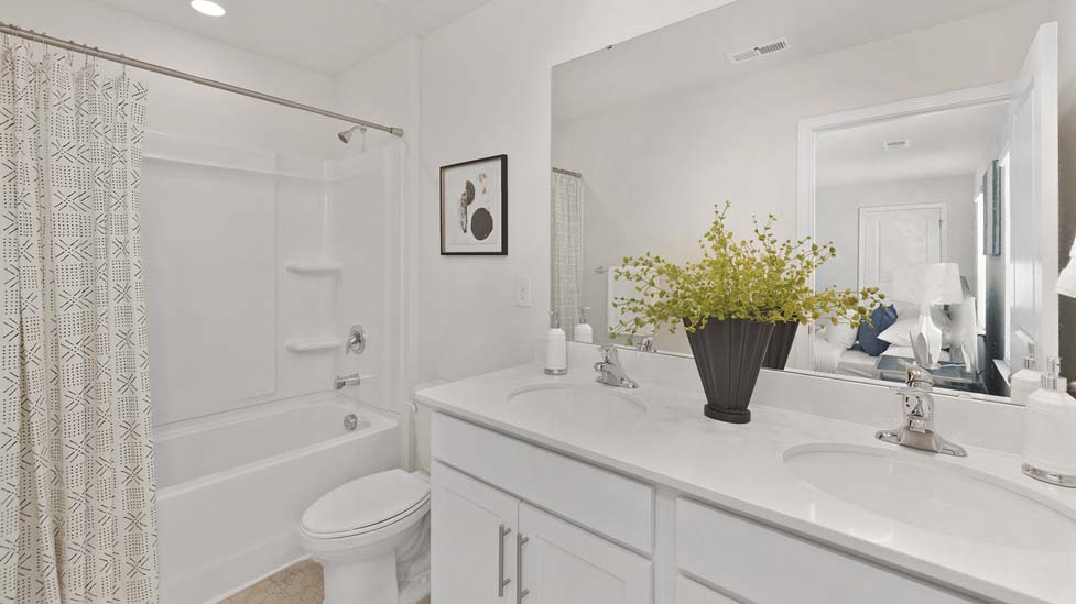 Bathroom with bathtub shower combo