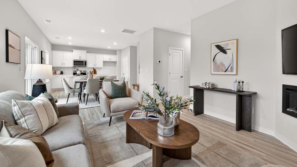 living room with large windows