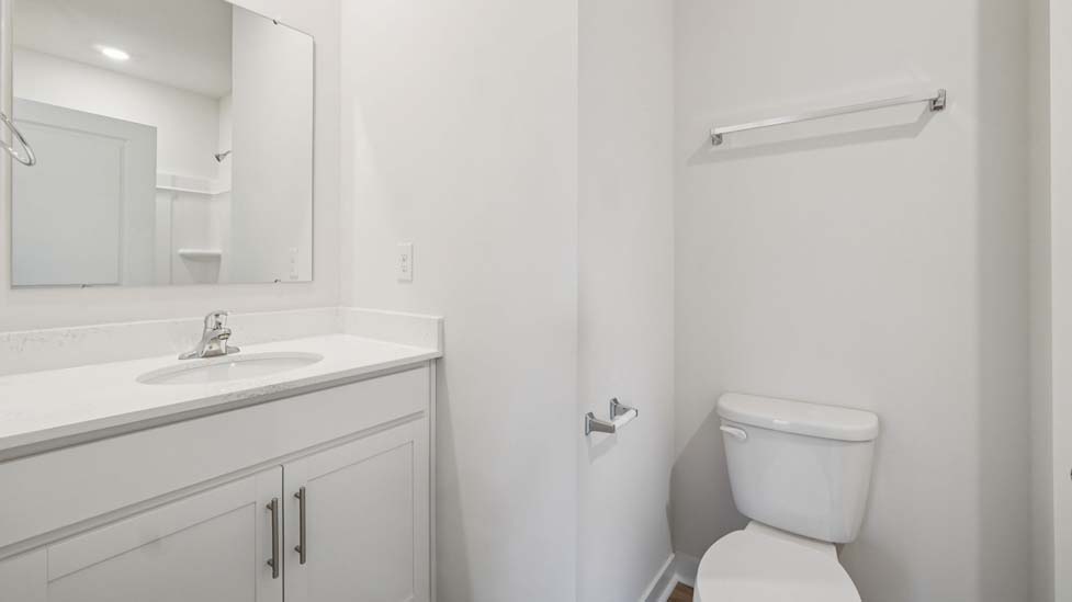 Bathroom with single sink vanity