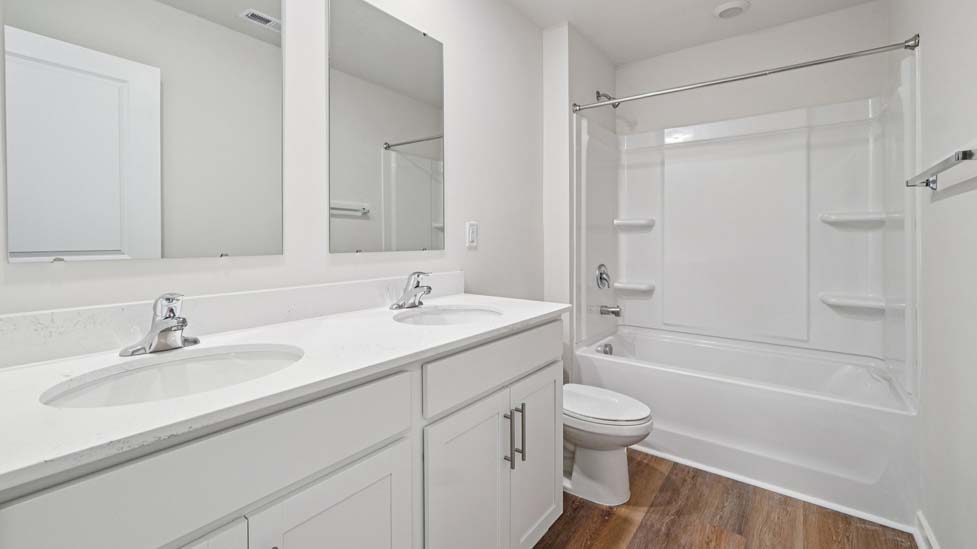 Bathroom with shower tub combination