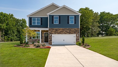 Belhaven model front exterior with siding, New home near Charlotte, NC