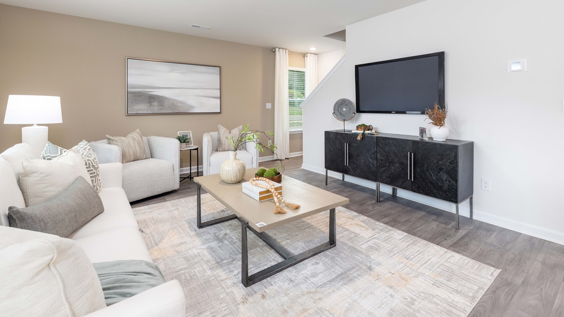 living room with large windows