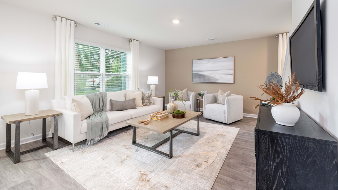 living room with large windows