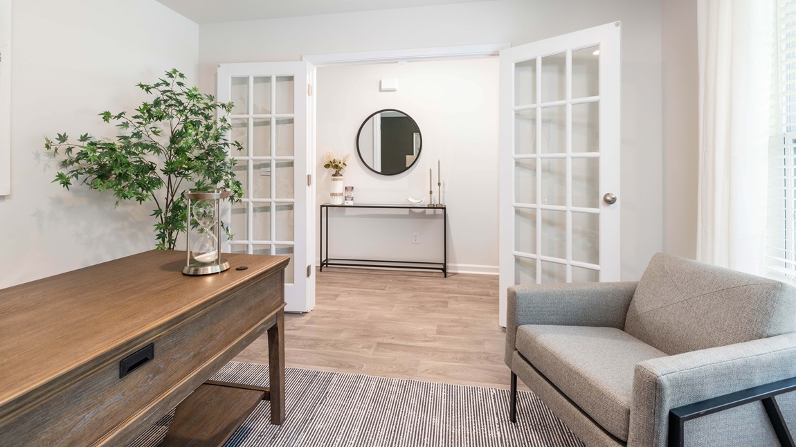 Flex room with French doors