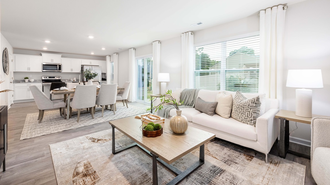 living room with large windows