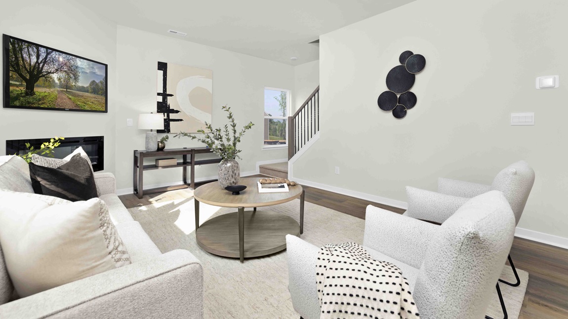 living room with large windows