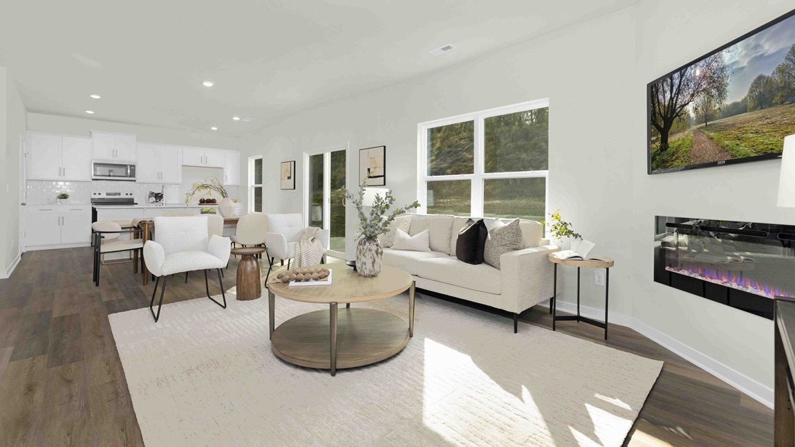 living room with large windows