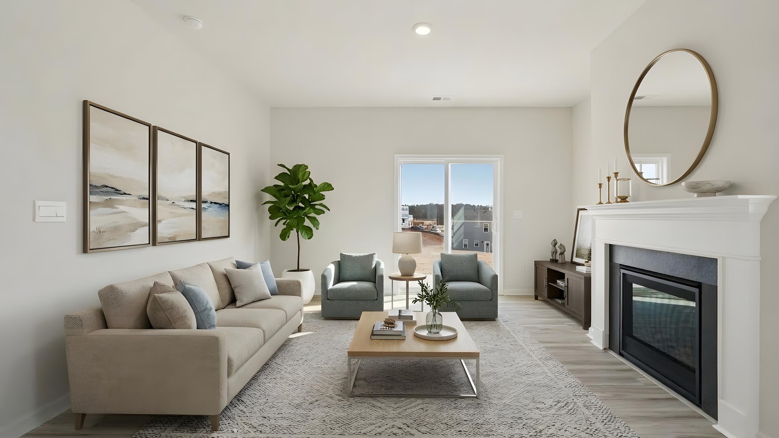 Living room with fireplace