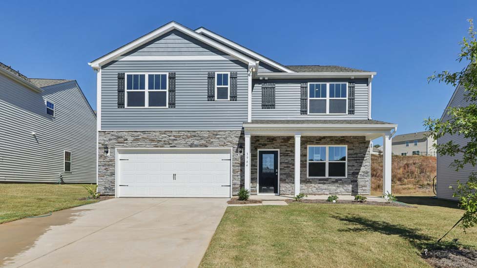 Hayden front exterior with to car garage