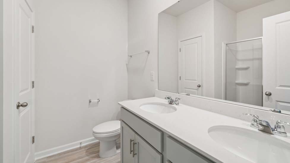 Bathroom with bathtub shower combo