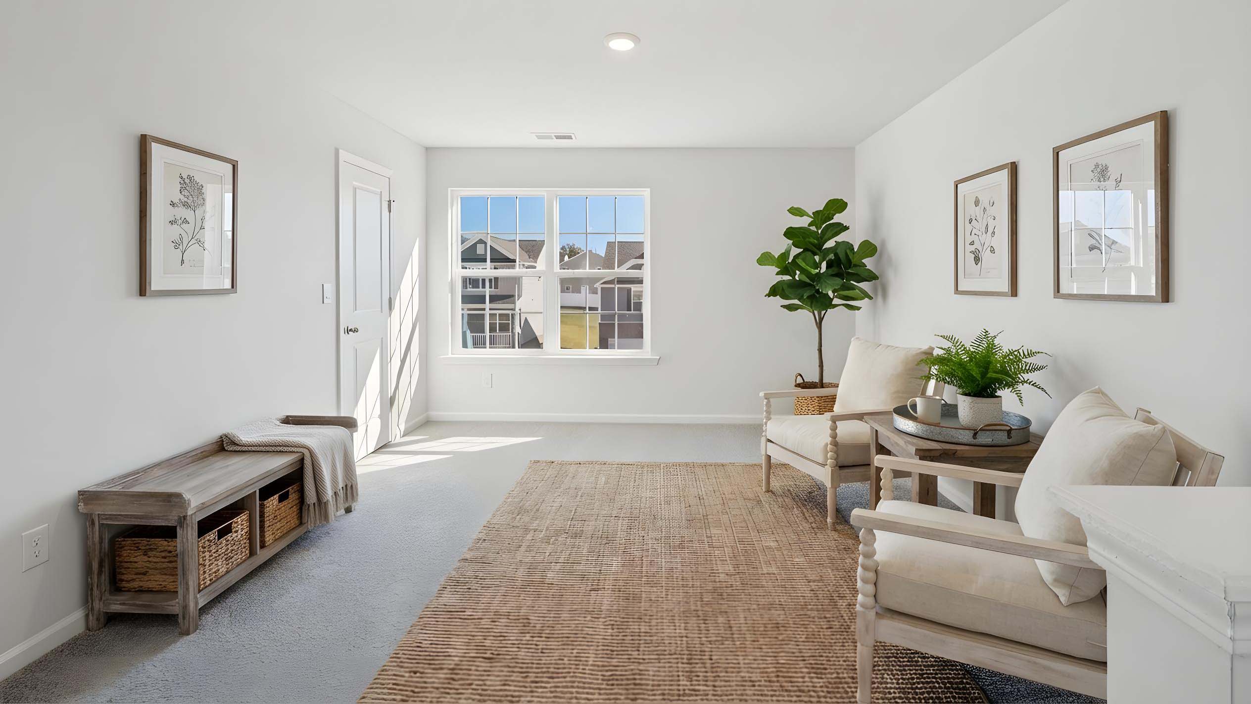 Carpeted upstairs loft