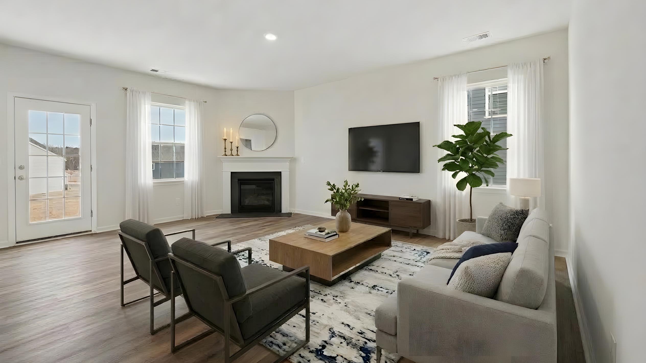 Living room with fireplace