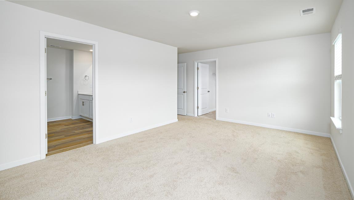 Primary bedroom with two large windows