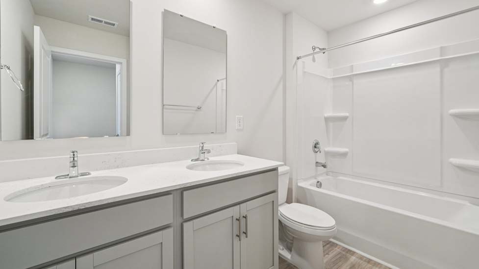 Bathroom with bathtub shower combination