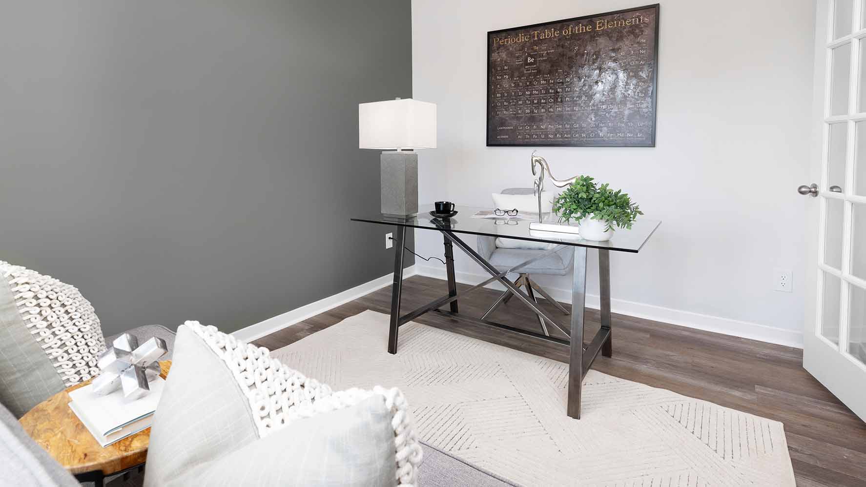 Office space with french doors and vinyl floors, New home near Charlotte, NC