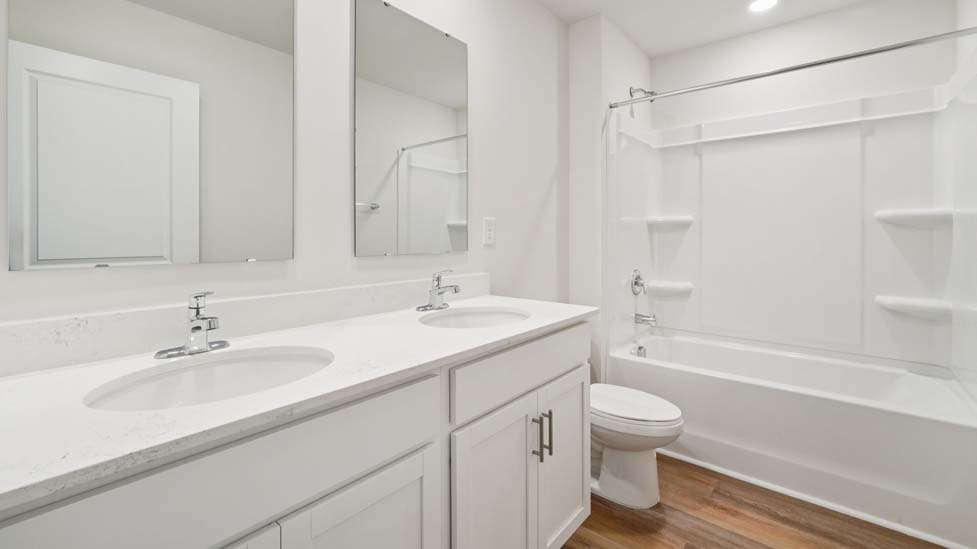 Bathroom with bathtub shower combo