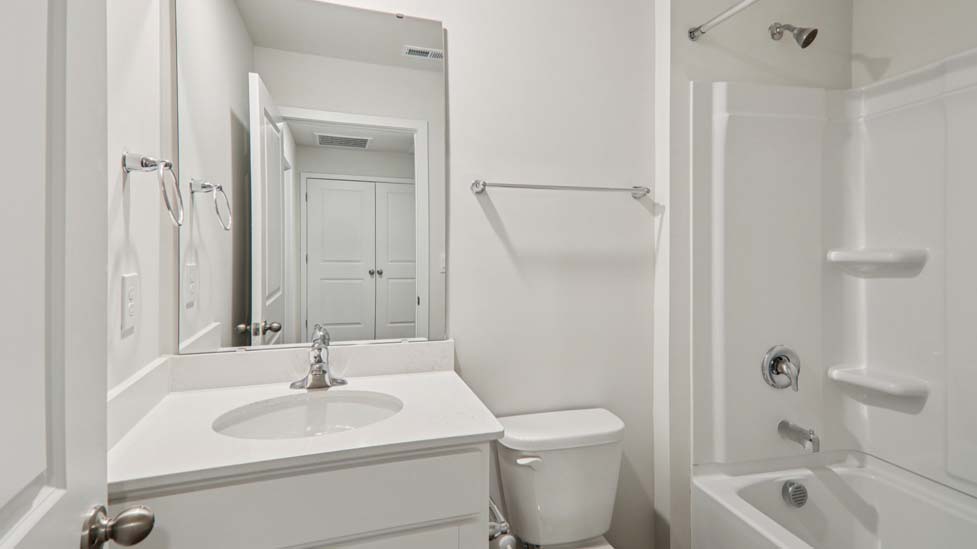 Bathroom with bathtub shower combination